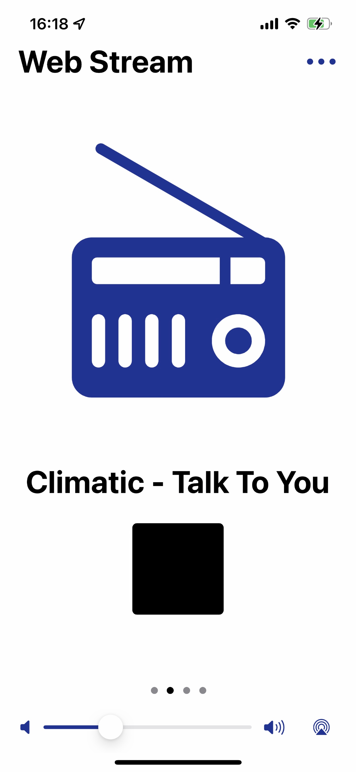 App Screenshot showing a view of a radio station.